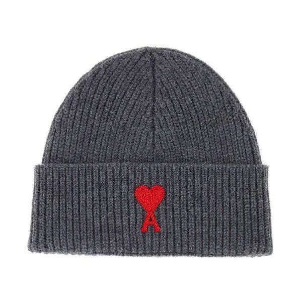 圖片 AMI PARIS 經典刺繡 logo毛帽 灰色 UHA235018 084