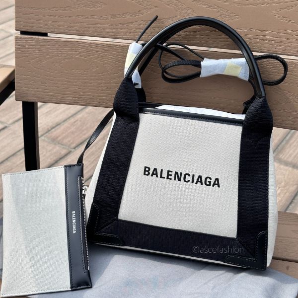 圖片 Balenciaga Cabas經典款黑白帆布托特包XS