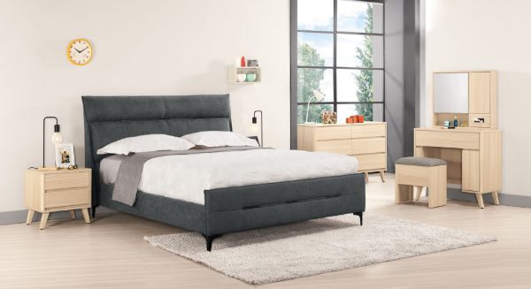 圖片 安格斯5尺雙人床(深灰布)