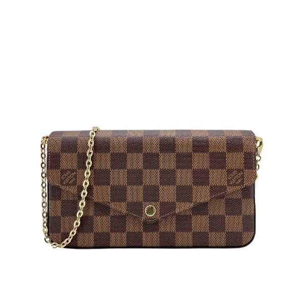 圖片 Louis Vuitton Felicie Pochette Damier 帆布鍊帶斜揹/手拿包(N40492-咖)