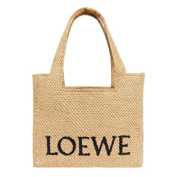 圖片 LOEWE 羅威 Medium Font 中號 酒椰纖維 字體 手提包 托特包 肩背包 自然色 多色