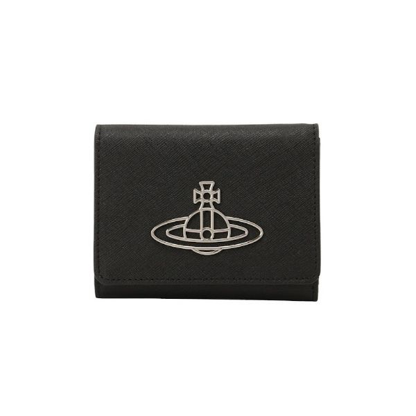 圖片 Vivienne Westwood 女款 品牌LOGO 按扣三折短夾含零錢袋 黑色 51150001L001N1SIZ N402