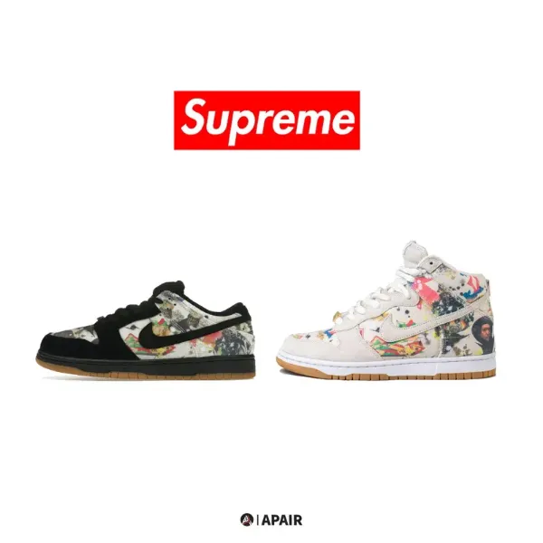 Supreme x Nike Dunk SB Rammellzee 聯名款 Low黑彩 FD8778-001 / High米白迷彩FD8779-100