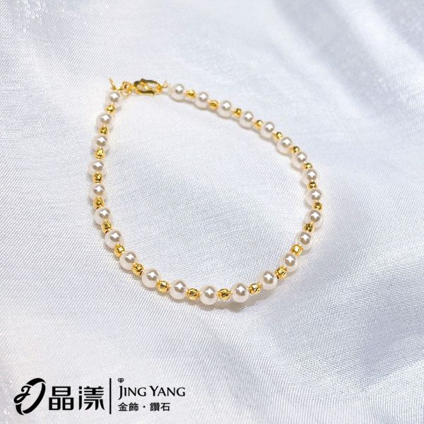 圖片 黃金手鍊-優雅珍珠輕珠寶風