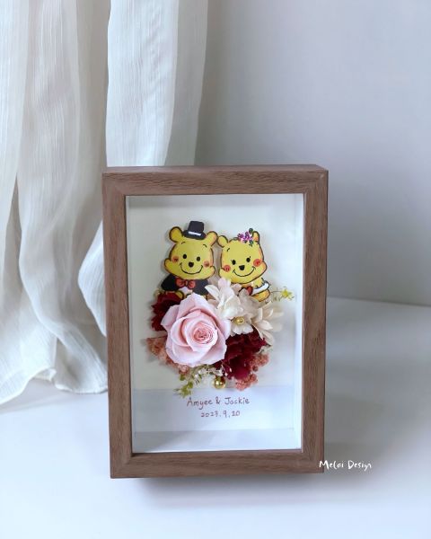 圖片 手繪小熊維尼/胡迪/米奇 永生花相框 客製 紀念相框 結婚禮物