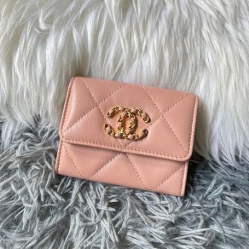 圖片 Chanel 櫻花粉編織19雙層卡包