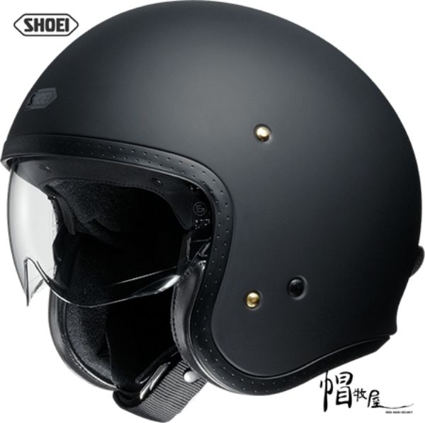 圖片 【帽牧屋 】SHOEI J・O MT.BLACK 4/3安全帽 素色 雙D扣 復古騎士帽 內墨片 消光黑