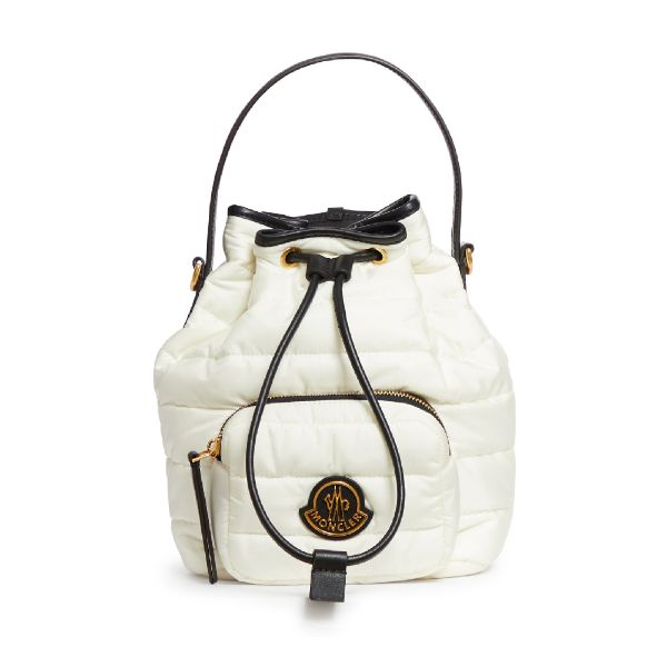 圖片 MONCLER KILIA SMALL 金色金屬LOGO 尼龍水桶包 白色 5L00006M2425 034