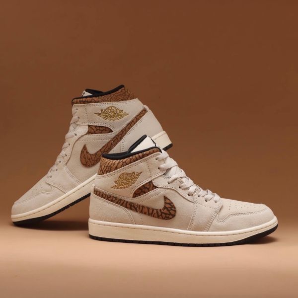 圖片 Nike Air Jordan 1 Mid SE 棕色 爆裂紋 男鞋 DZ4129-102