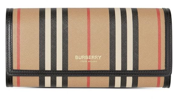 圖片 BURBERRY 經典條紋女款扣式長夾  8030447 A7026