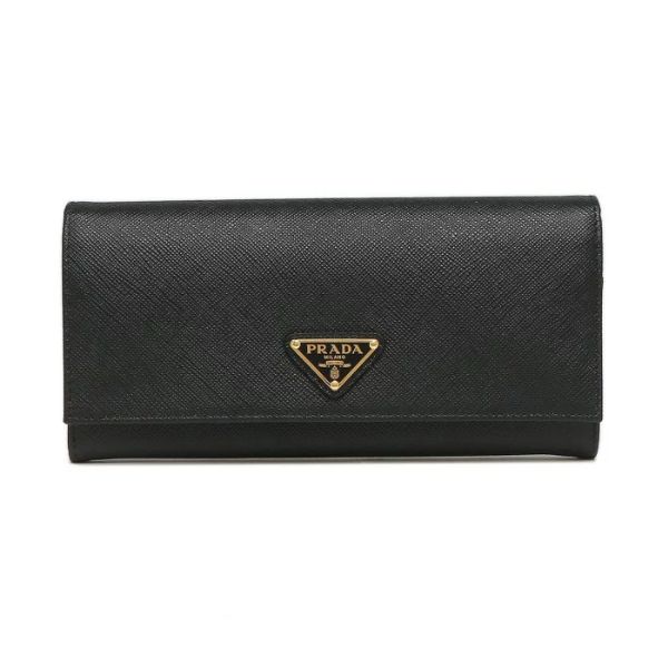 圖片 PRADA SAFFIANO TRIANGOLO 女款按扣長夾 黑色 1MH132QHH F0002