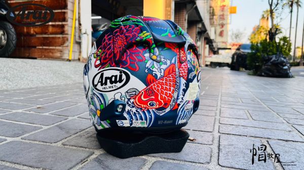 圖片 【帽牧屋】ARAI  VZ-RAM 彩繪款   ORIENTAL FLAT BLUE 浮世繪 消光藍 頂級 3/4 半罩 安全帽 藍芽預留耳機孔 雙D扣  透氣 