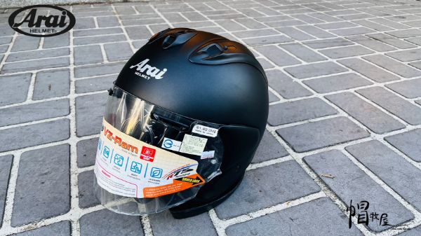 圖片 【帽牧屋】ARAI  VZ-RAM  MATT BLACK 素色 消光黑 頂級 3/4 半罩 安全帽 藍芽預留耳機孔 雙D扣  透氣 