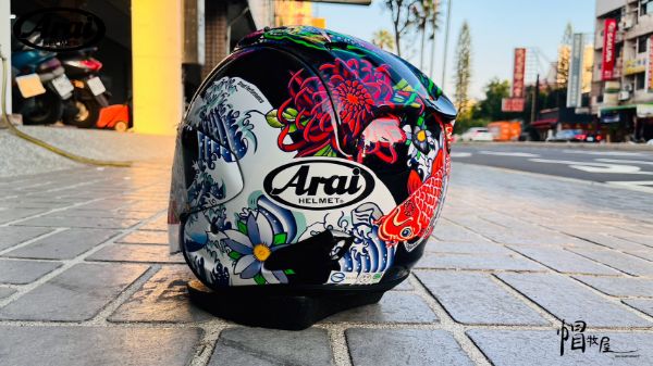 圖片 【帽牧屋】ARAI  VZ-RAM 彩繪款   ORIENTAL  BLACK 浮世繪 亮光黑 頂級 3/4 半罩 安全帽 藍芽預留耳機孔 雙D扣  透氣 