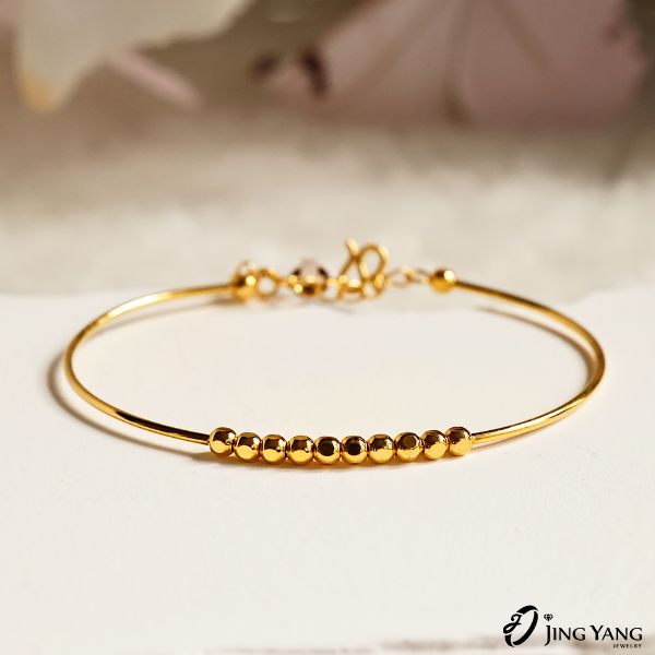 圖片 黃金手鐲-簡約方圓球