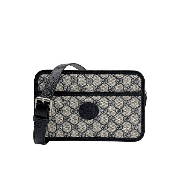圖片 Gucci Retro GG Supreme 帆布斜背/相機包(658572-深藍)