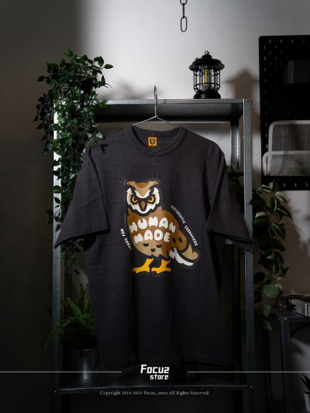 Human made SS23 Grapic Owl Tee Black HM25TE005