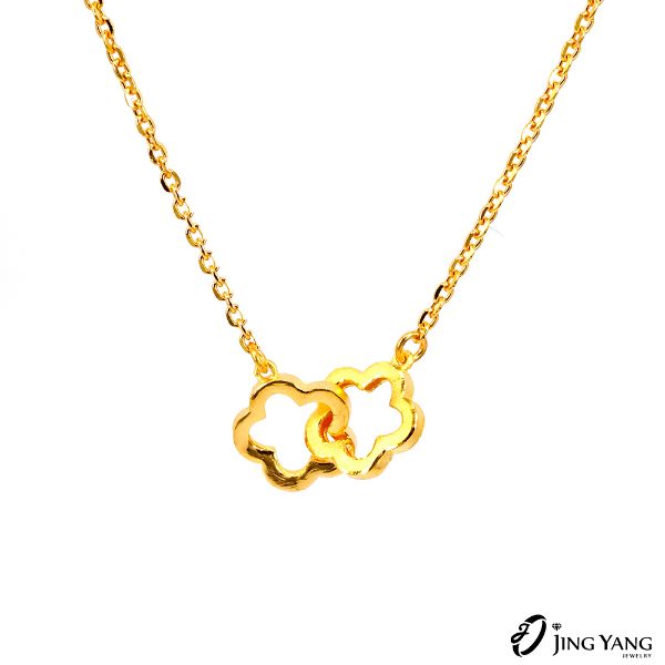 圖片 黃金項鍊-雙花項鍊