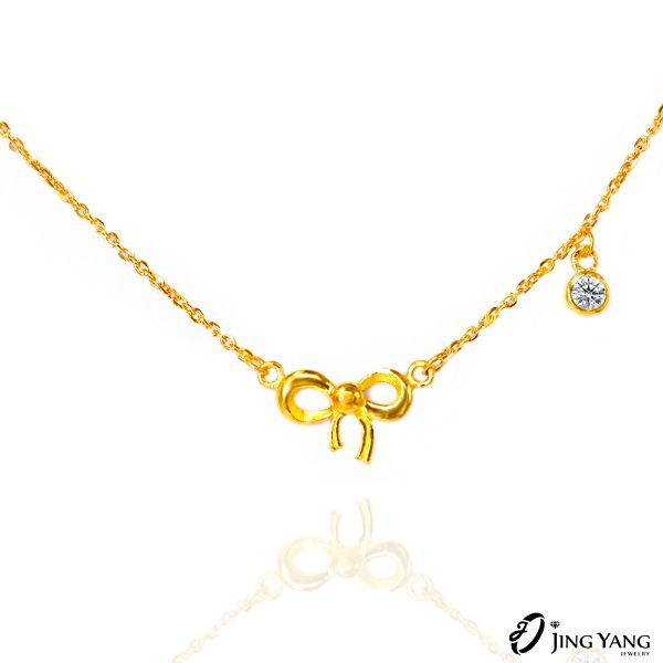 圖片 黃金項鍊-蝴蝶結項鍊