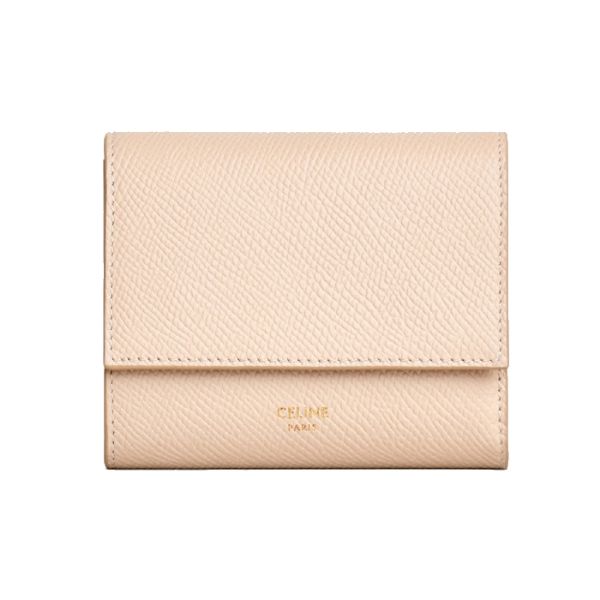 圖片 CELINE 經典燙金LOGO粒面小牛皮短夾三折錢包 裸色 10B573BEL.03ND	