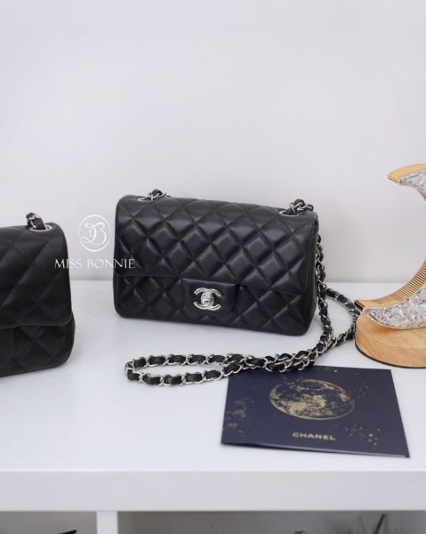 圖片 CHANEL Coco 20小羊皮迷你口蓋包-黑色/銀釦