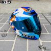 圖片 【帽牧屋】KYT TT-COURSE TTC 老虎牙子 聯名款 白藍  排齒扣 藍牙耳機槽 內襯全可拆 透氣 舒適 全罩 安全帽 現貨