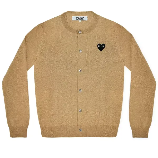 圖片 [現貨] CDG COMME des GARCONS PLAY 川久保玲 黑心 圓領針織外套 女版 (駝L)
