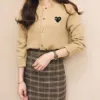 圖片 [現貨] CDG COMME des GARCONS PLAY 川久保玲 黑心 圓領針織外套 女版 (駝L)