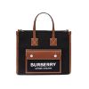 圖片 BURBERRY Freya 迷你雙色帆布拼皮革芙蕾雅托特包 黑色 8055749