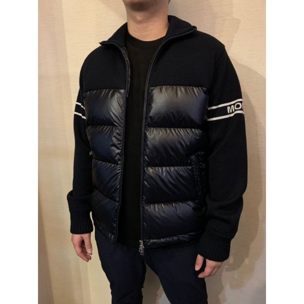 圖片 Moncler 經典 手臂字母設計 半羽絨 立領外套