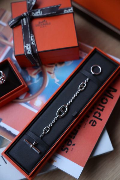 圖片 Hermes 豬鼻銀手鍊/尺寸：SH