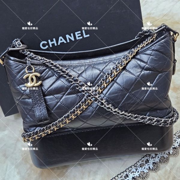 圖片 CHANEL gabrielle hobo 黑色牛皮 流浪包 中號   