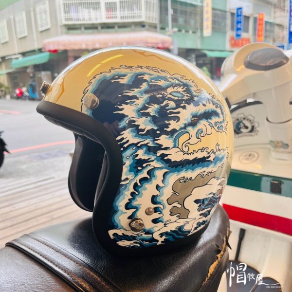 圖片 【帽牧屋】藝術家Jimmy Tsai x Gallop 山海觀藝術 3/4 半罩 安全帽 復古 騎士帽  白晝款