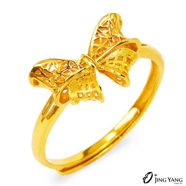 圖片 黃金女戒指-立體蝴蝶結
