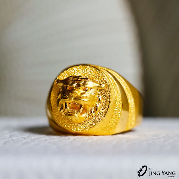 圖片 黃金男戒指-猛虎戒