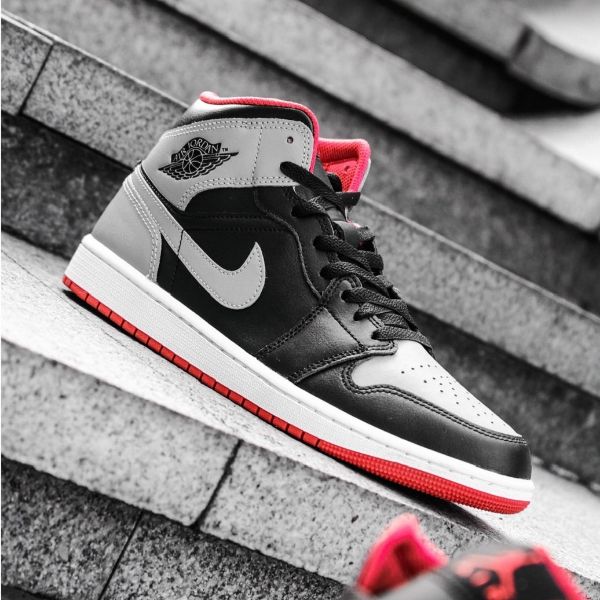 圖片 Air Jordan 1 Mid "Shadow Fire Red" 灰黑紅 中筒 男鞋 DQ8426-006