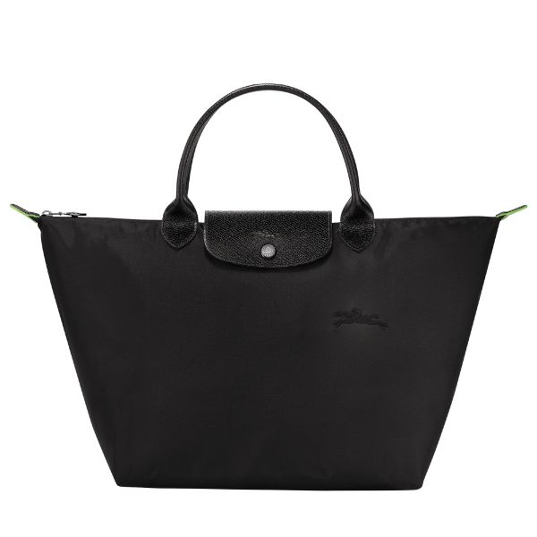 圖片 LONGCHAMP LE PLIAGE GREEN 手提包 M 黑色 - 再生帆布 L1623919 001