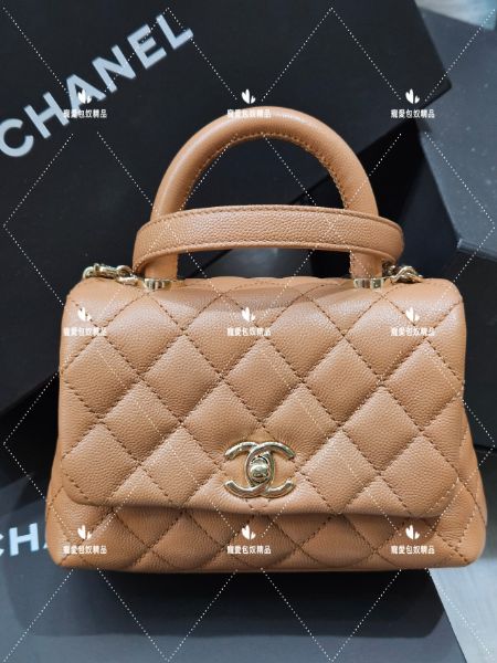 圖片 CHANEL mini coco handle 荔枝金 奶茶色