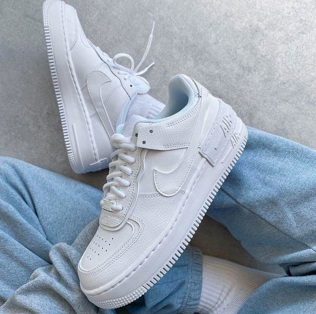 NIKE W AIR FORCE 1 SHADOW 全白雙勾解構拼接休閒鞋CI0919-100-zingala商店