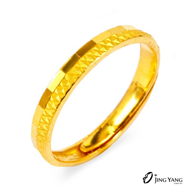 圖片 黃金戒指-格紋尾戒