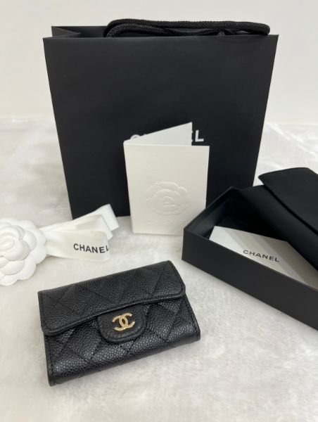 圖片 CHANEL 全新日本購入 經典單層卡包 荔枝牛皮/香檳金扣