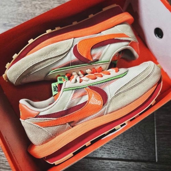 圖片 Clot x Sacai x Nike LDWaffle "Orange Blaze"  米白橙解構 三方聯名 男生尺寸 DH1347-100