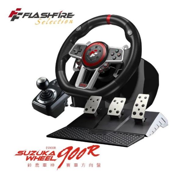 圖片 FlashFire 鈴鹿車神豪華版遊戲方向盤-可支援XBOX/SWITCH/PC/STEAM/微軟/EPIC/PS4(附三踏版及排檔桿)