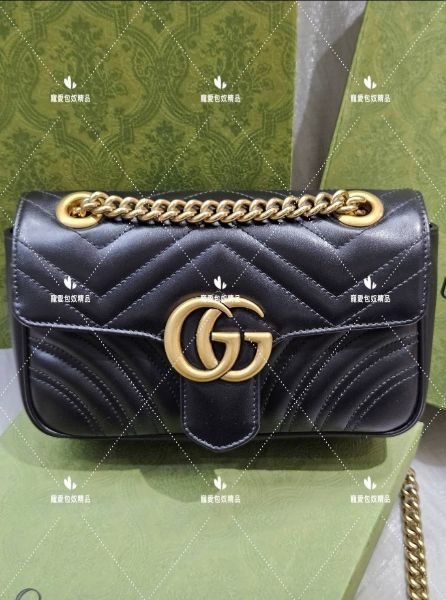 圖片 GUCCI GG mini Marmont 446744 黑色牛皮 肩背包 斜背包