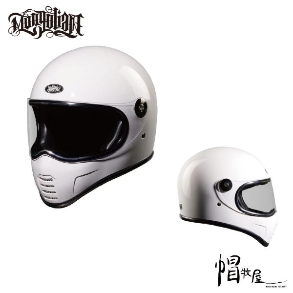 圖片 【帽牧屋】MONGOLIAN蒙古人 全罩 安全帽 山車帽 鎖鏡星爵星戰帽 雙D扣 亮白