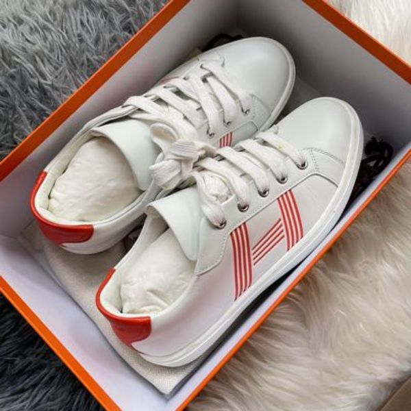 圖片 Hermes avantage 橘尾小白鞋