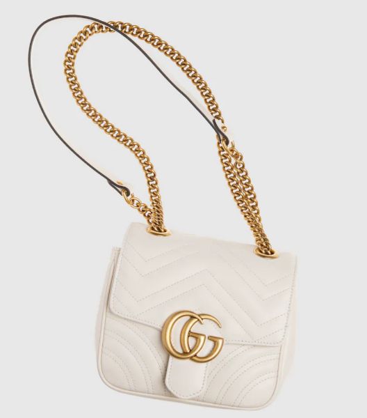 圖片 【新季品特惠  】Gucci GG Marmont Mini 絎縫牛皮方型斜背包 白色