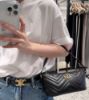 圖片 Gucci ‎739166 GG Marmont 绗缝肩背包 黑色﻿《2024 季度新品》