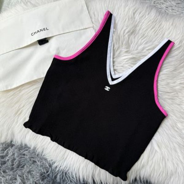圖片 Chanel 黑白粉印花背心