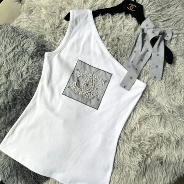 圖片 Chanel 24p 白色珍珠花朵單肩背心